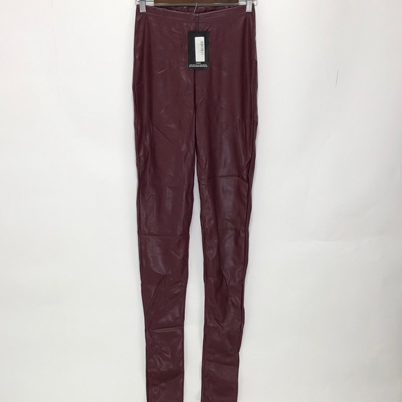 981 Shape Fuchsia PU Split Hem Trousers - Picture 3 of 4